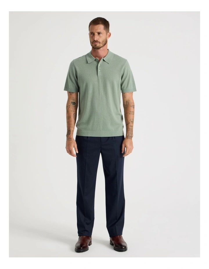 Short Sleeve Merino Knit Polo in Light Green image 5