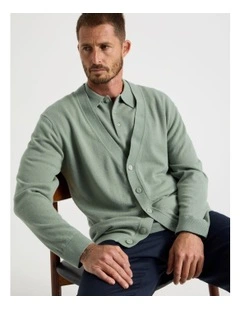 Australian Merino Cardigan in Light Green