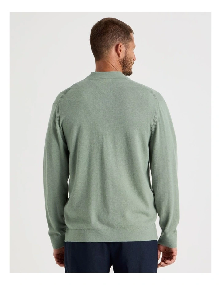 Australian Merino Cardigan in Light Green image 6