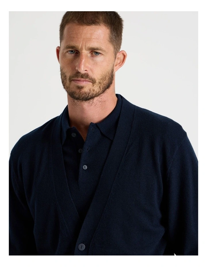 Australian Merino Cardigan in Navy image 2