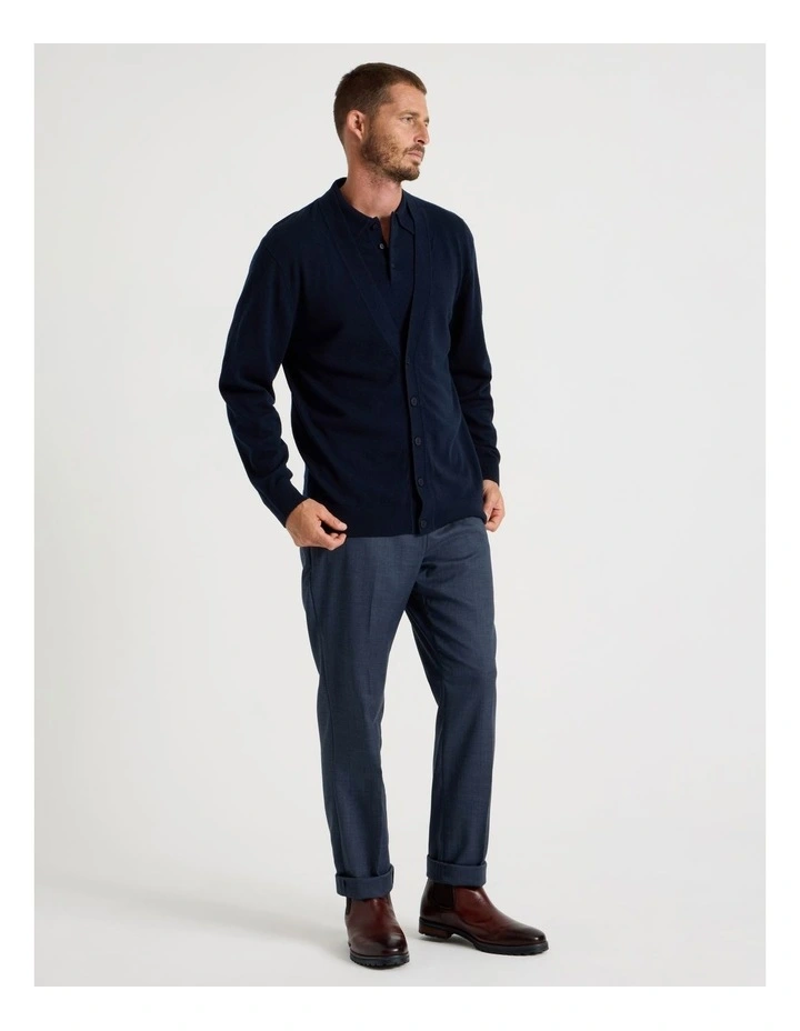 Australian Merino Cardigan in Navy image 3