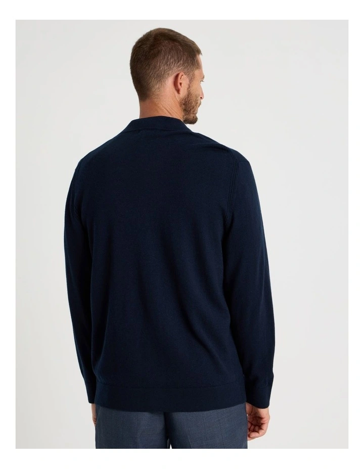 Australian Merino Cardigan in Navy image 5