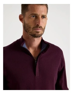 Quarter Zip Knit Sweater in Burgundy
