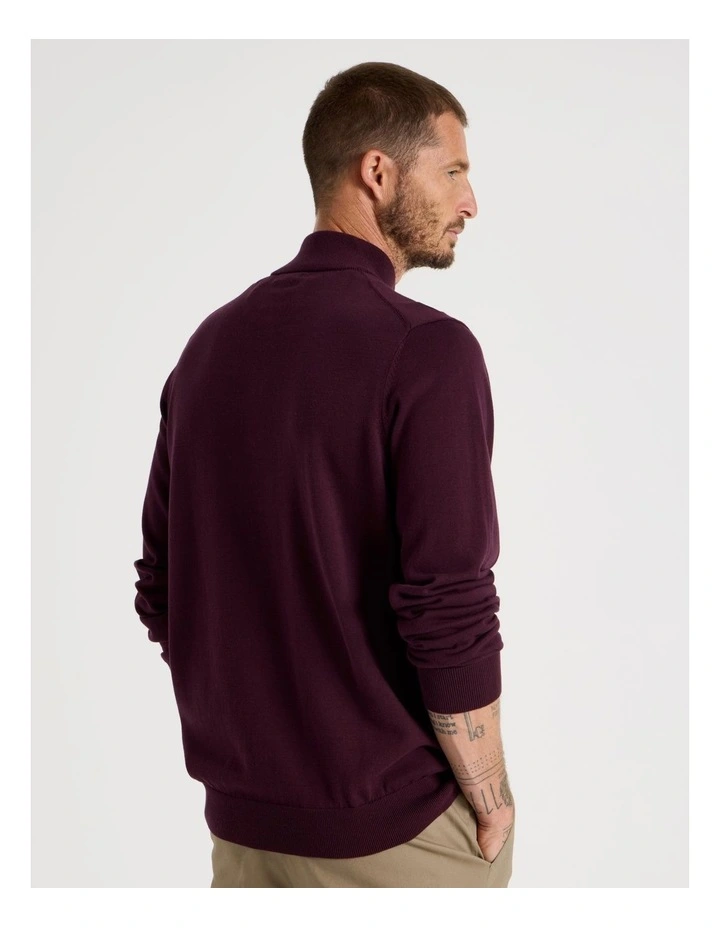Quarter Zip Knit Sweater in Burgundy image 4