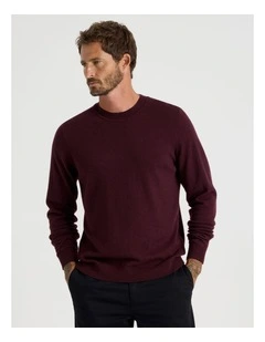 Crew Neck Australian Merino Knit in Cherry