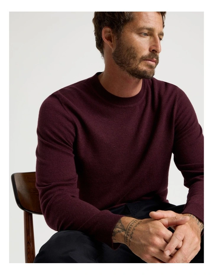 Crew Neck Australian Merino Knit in Cherry image 2
