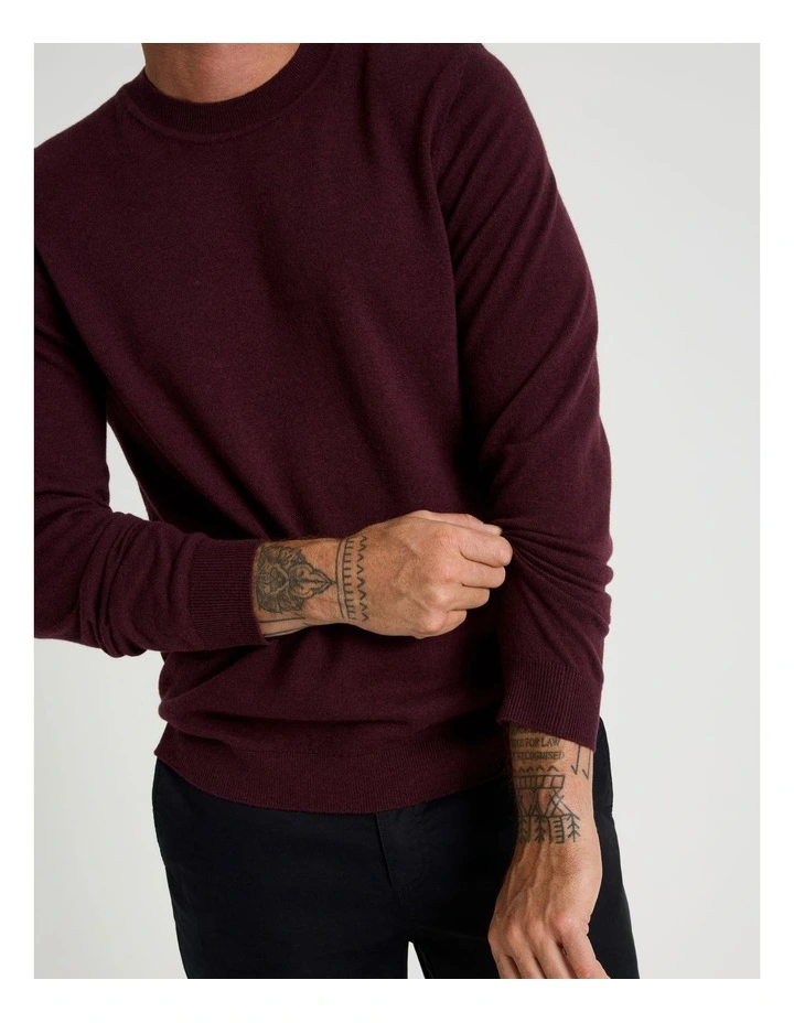 Crew Neck Australian Merino Knit in Cherry image 4