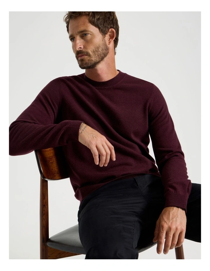 Crew Neck Australian Merino Knit in Cherry image 5