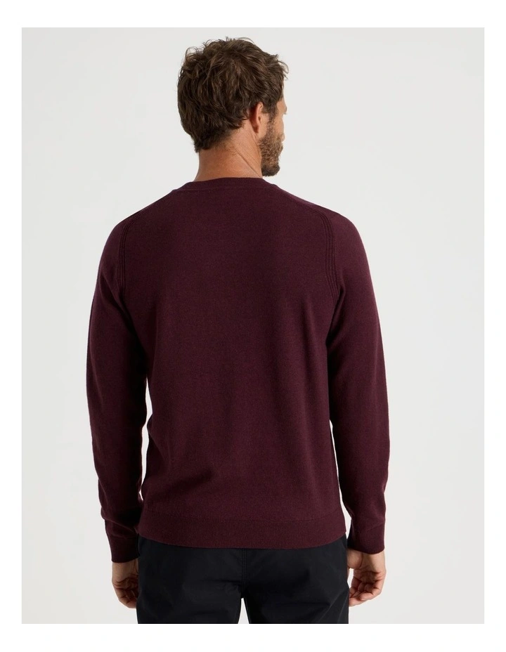 Crew Neck Australian Merino Knit in Cherry image 6