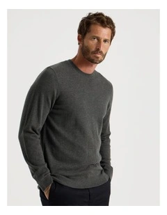 Crew Neck Australian Merino Knit in Charcoal