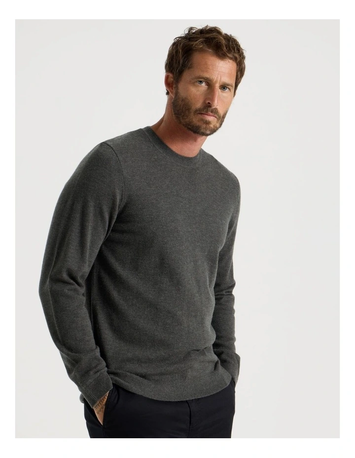 Crew Neck Australian Merino Knit in Charcoal image 1
