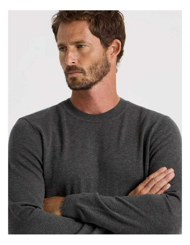 Crew Neck Australian Merino Knit in Charcoal image 2