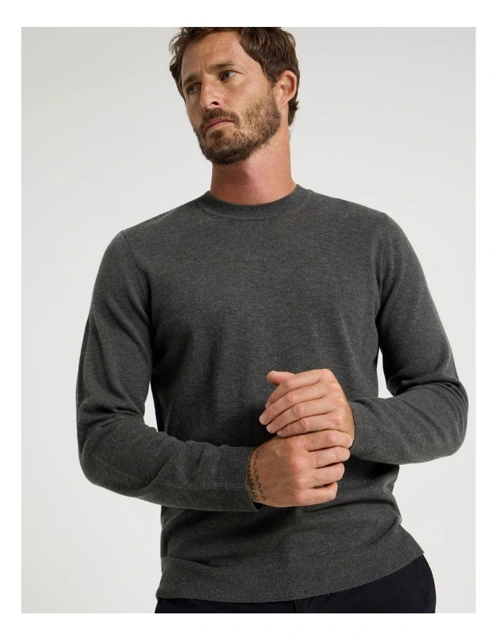Crew Neck Australian Merino Knit in Charcoal image 3