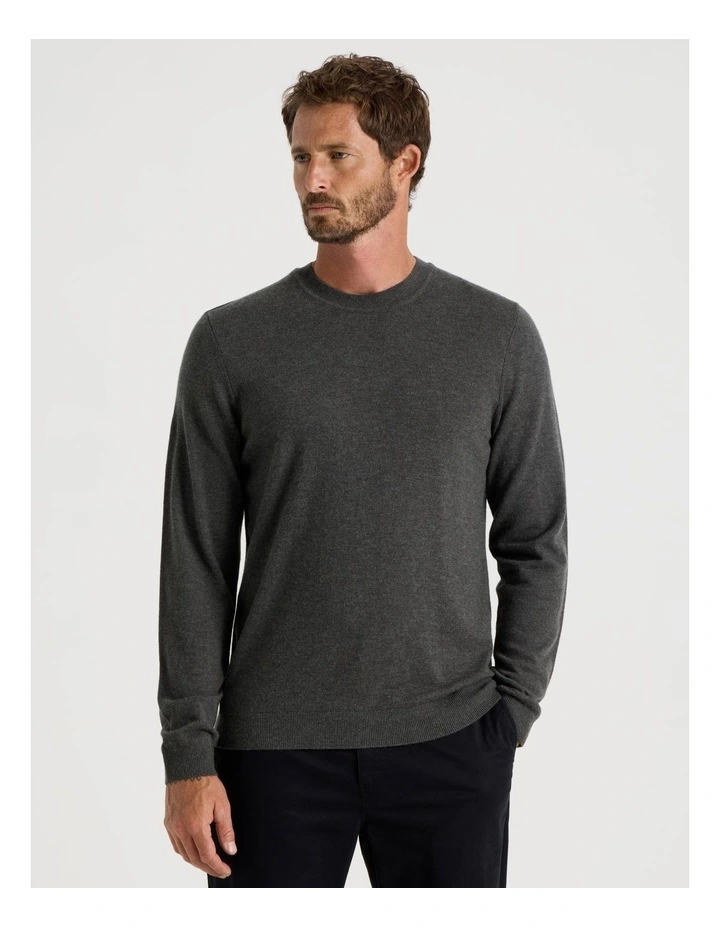 Crew Neck Australian Merino Knit in Charcoal image 5