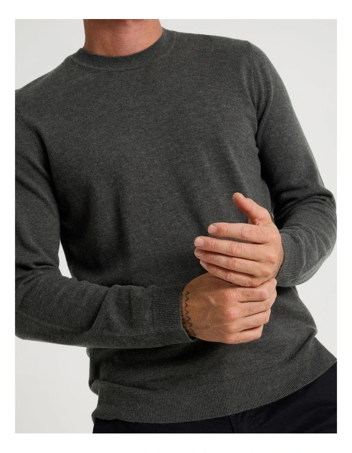 Crew Neck Australian Merino Knit in Charcoal image 7