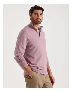 Quarter Zip Knit in Pink