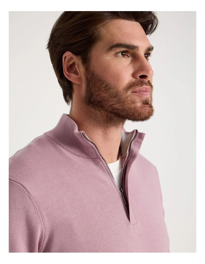 Quarter Zip Knit in Pink image 4