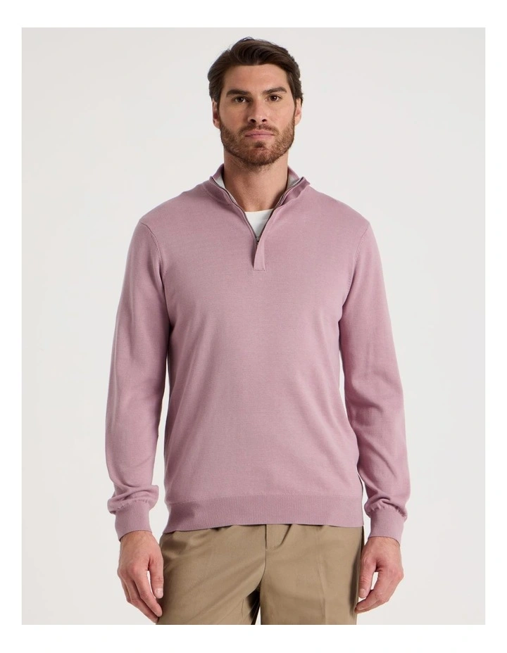 Quarter Zip Knit in Pink image 5