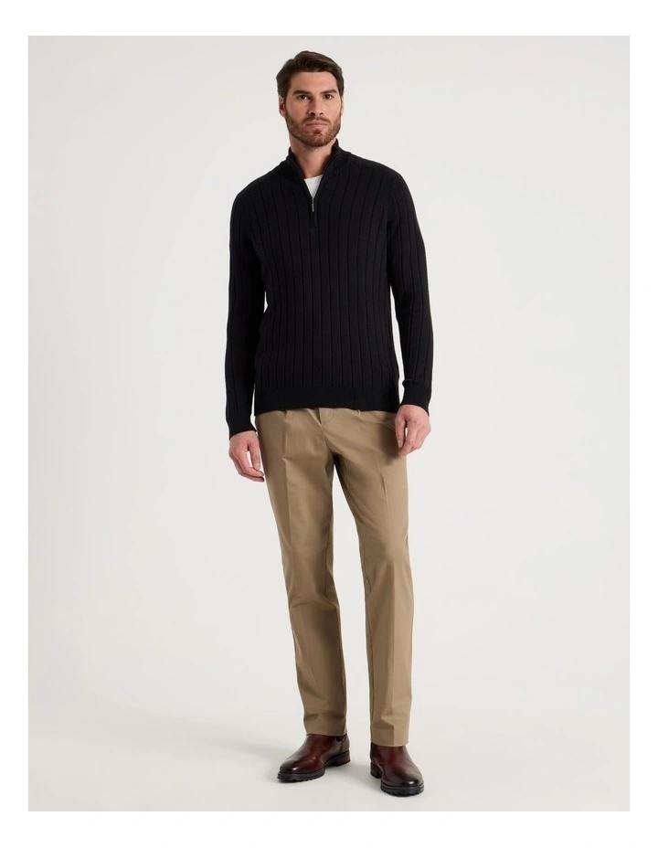 Rib Quarter Zip Sweater in Black image 3