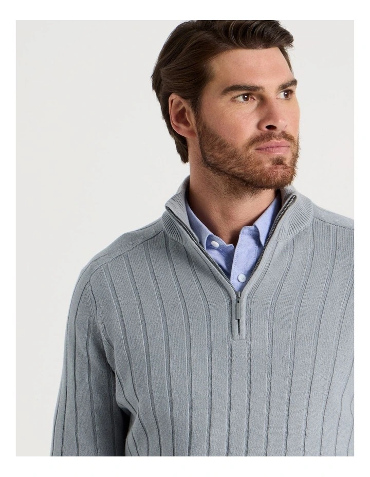 Rib Quarter Zip Sweater in Steel image 4
