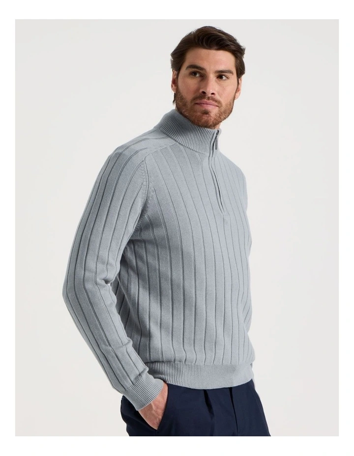 Rib Quarter Zip Sweater in Steel image 5