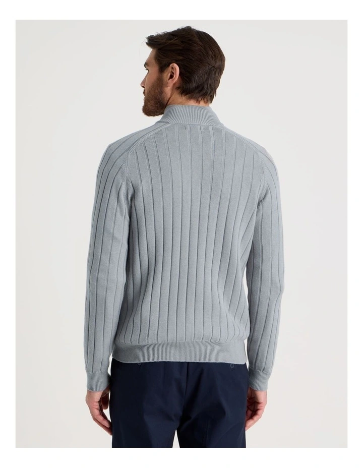 Rib Quarter Zip Sweater in Steel image 6