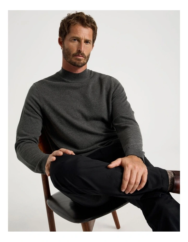 Australian Merino Mock Neck in Charcoal image 1