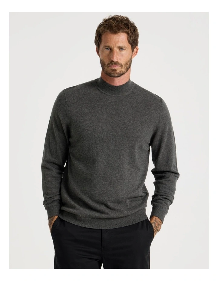 Australian Merino Mock Neck in Charcoal image 2