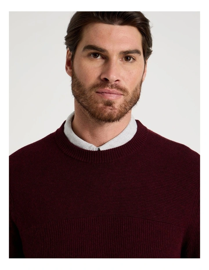 Splice Rib Knit Sweater in Cherry image 2