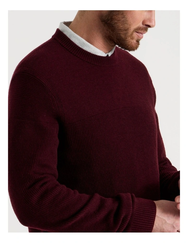 Splice Rib Knit Sweater in Cherry image 4