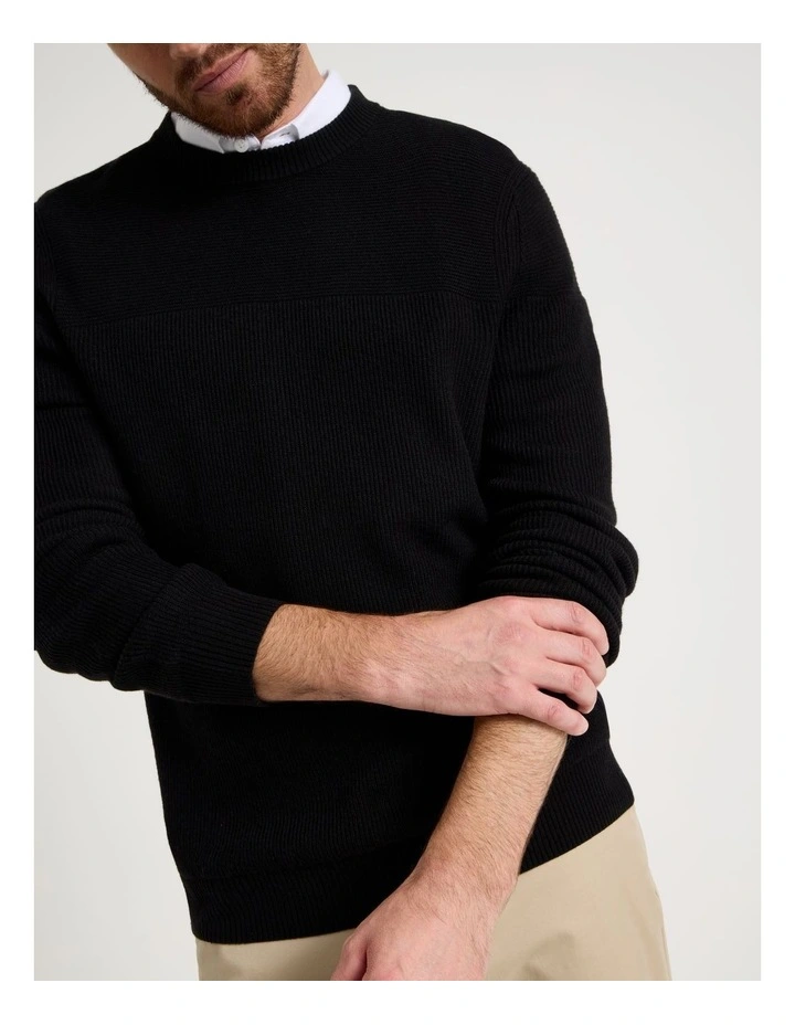Splice Rib Knit Sweater in Black image 5