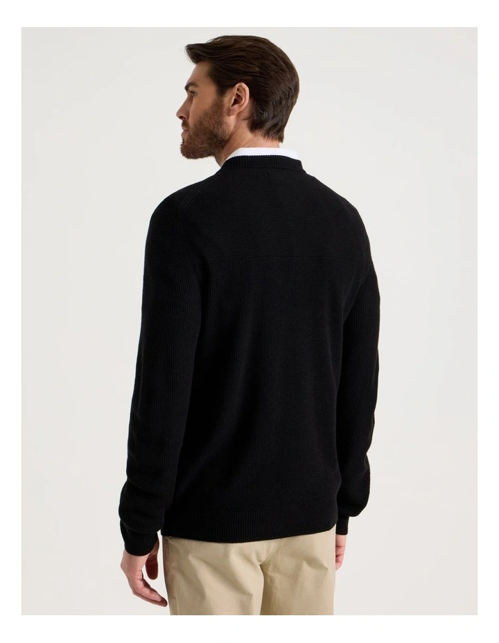 Splice Rib Knit Sweater in Black image 6