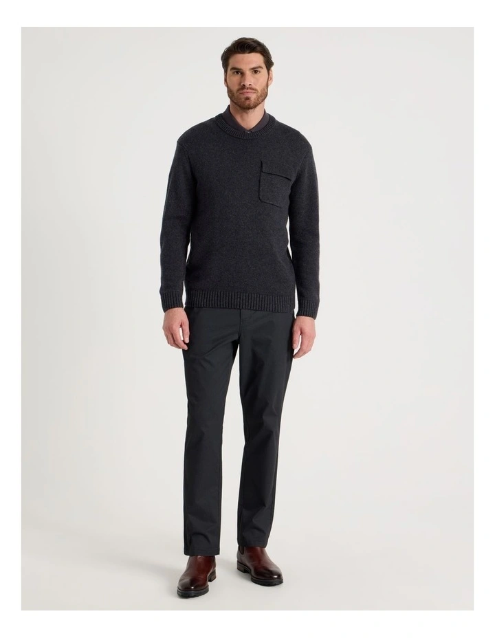Nep Yarn Knit Patch Pocket Sweater in Charcoal image 3
