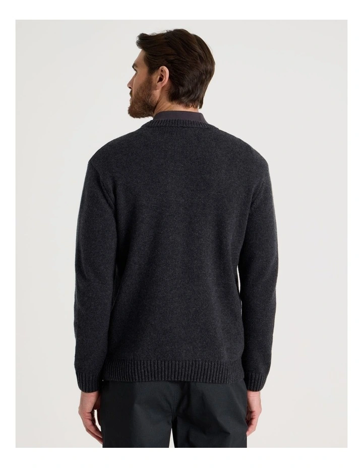 Nep Yarn Knit Patch Pocket Sweater in Charcoal image 6