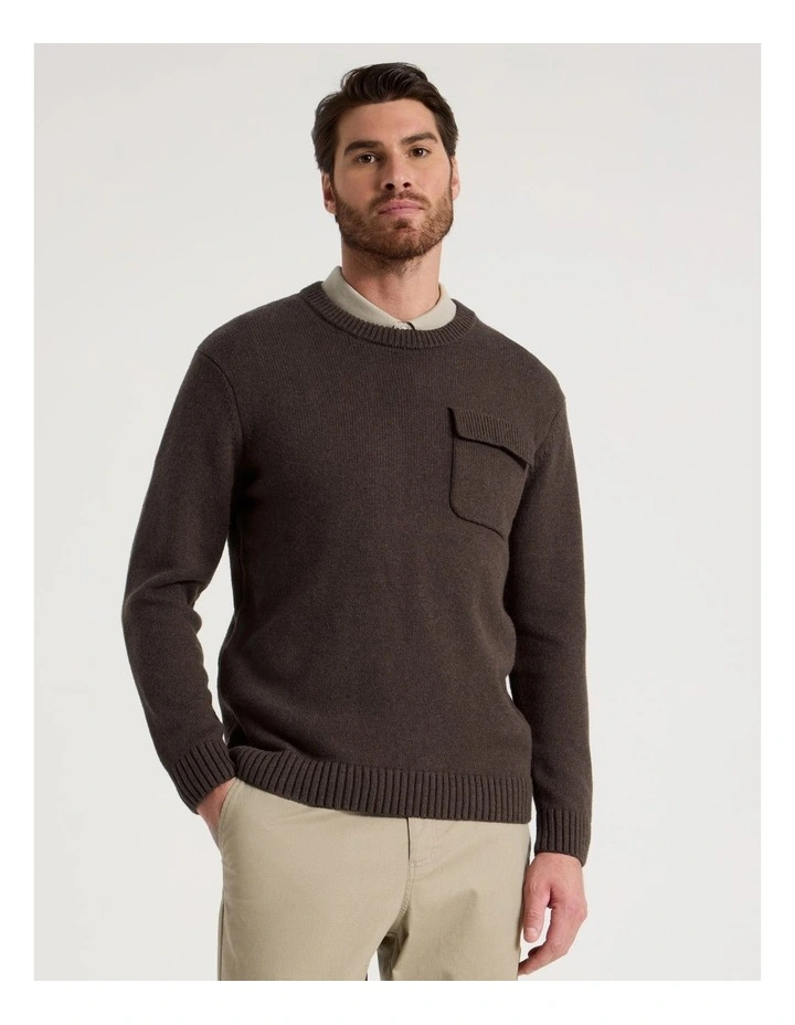 Nep Yarn Knit Patch Pocket Sweater in Charcoal image 1