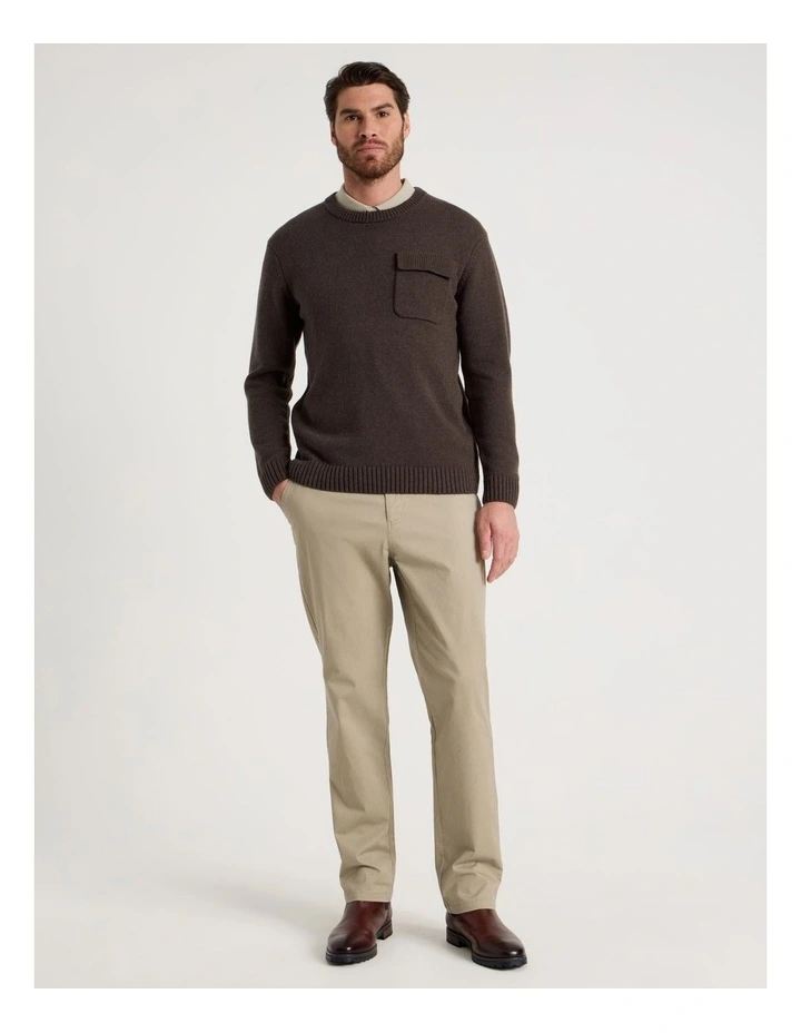 Nep Yarn Knit Patch Pocket Sweater in Charcoal image 3