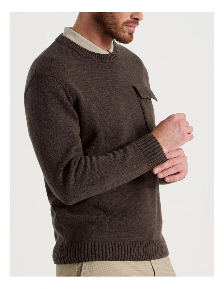 Nep Yarn Knit Patch Pocket Sweater in Charcoal image 4
