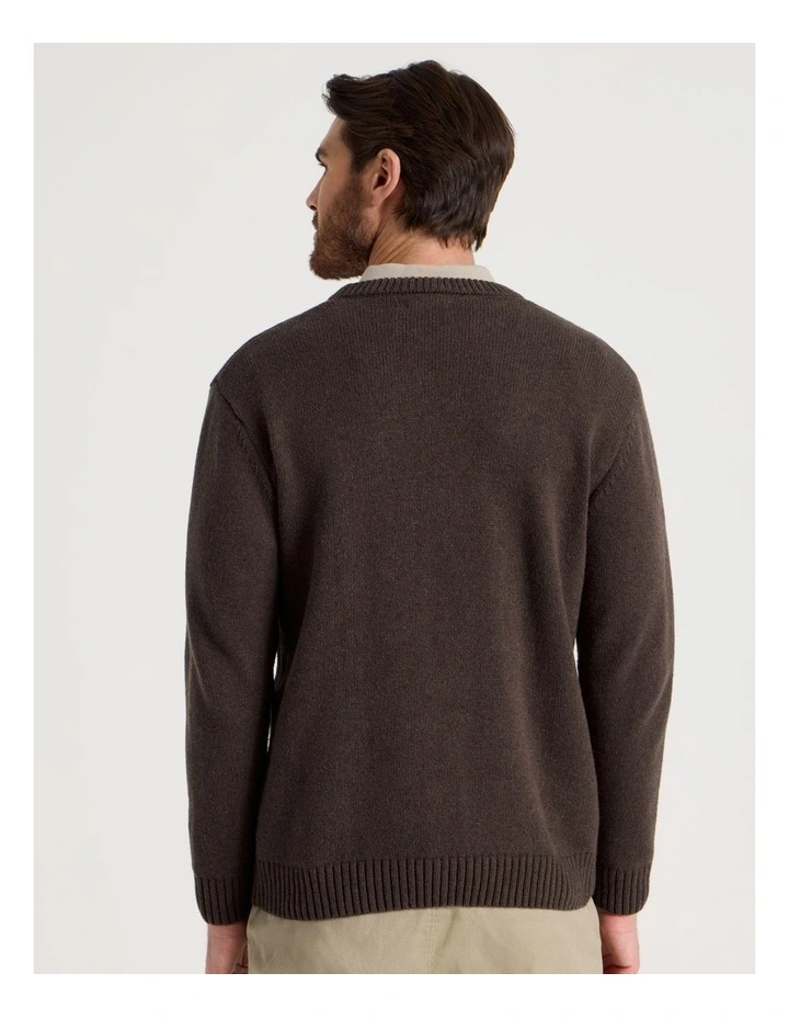 Nep Yarn Knit Patch Pocket Sweater in Charcoal image 6