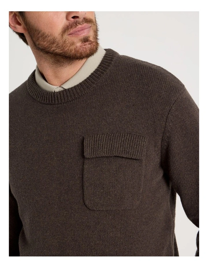 Nep Yarn Knit Patch Pocket Sweater in Charcoal image 7