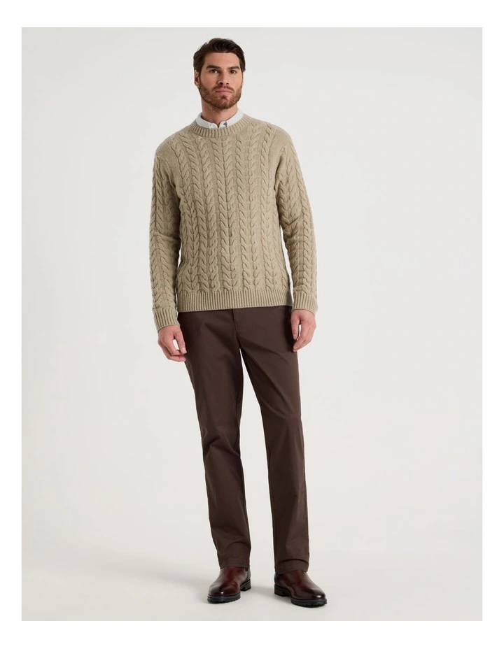 Crew Neck Cable Knit in Sand image 2