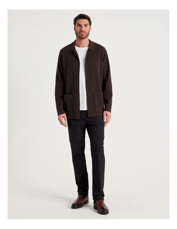 Milano Knit Button Through Shirt in Brown image 4
