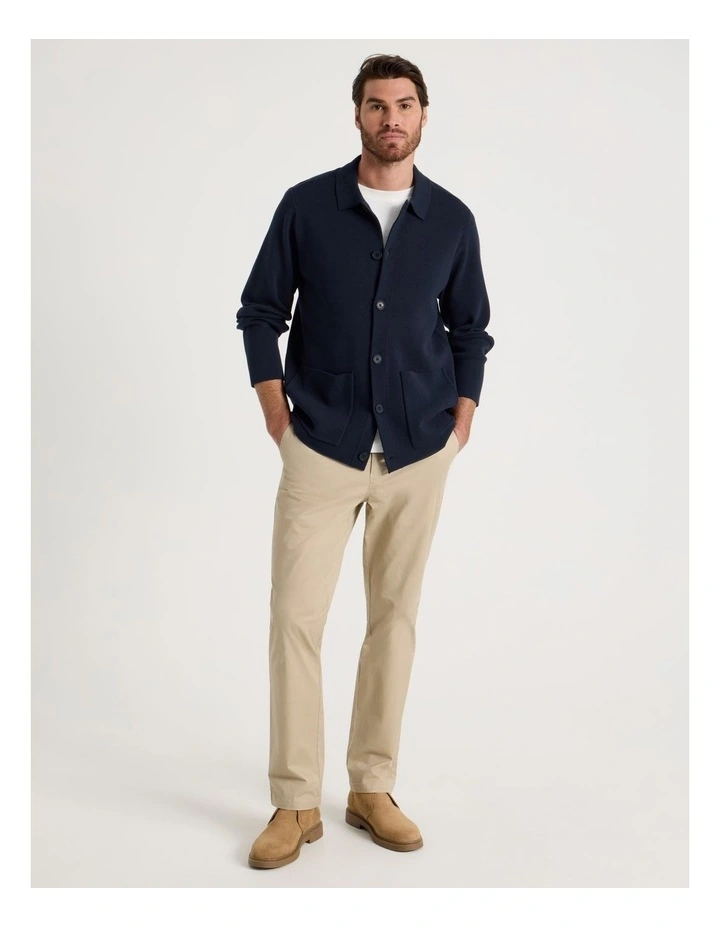 Milano Knit Button Through Shirt in Navy image 4