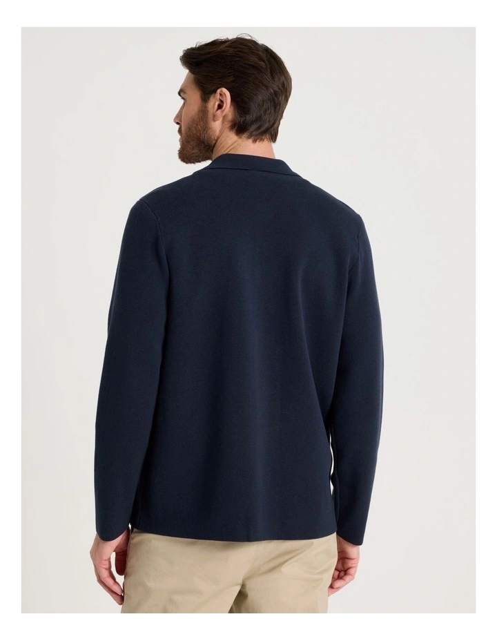 Milano Knit Button Through Shirt in Navy image 6
