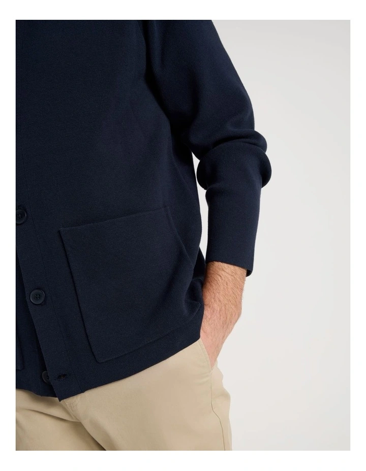 Milano Knit Button Through Shirt in Navy image 7