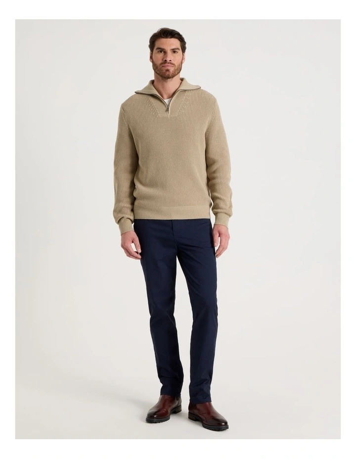Chunky Quarter Zip Knit Sweater in Sand image 2
