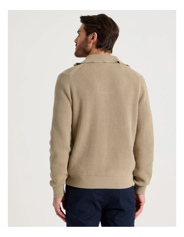 Chunky Quarter Zip Knit Sweater in Sand image 6