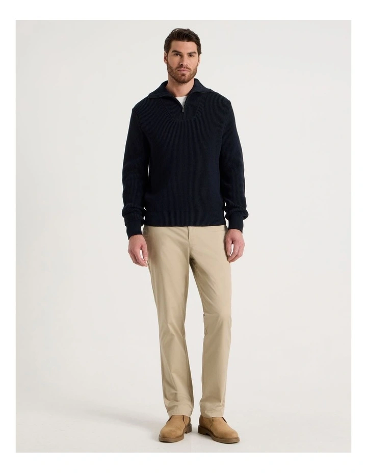 Chunky Quarter Zip Knit Sweater in Navy image 2