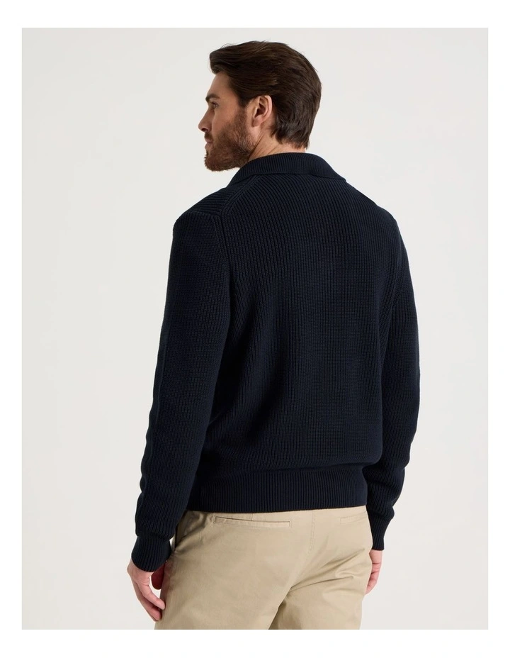 Chunky Quarter Zip Knit Sweater in Navy image 6