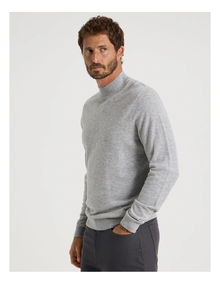 Australian Merino Mock Neck in Grey image 4
