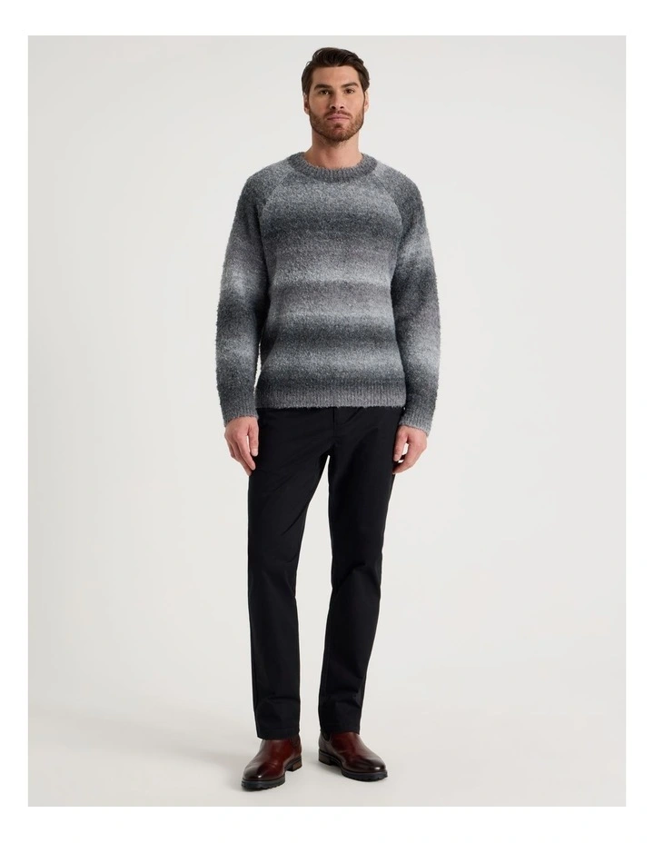 Ombre Knit Crew Neck Sweater in Black image 3